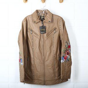 Ameri Mode Genuine Leather Jacket Tan Small